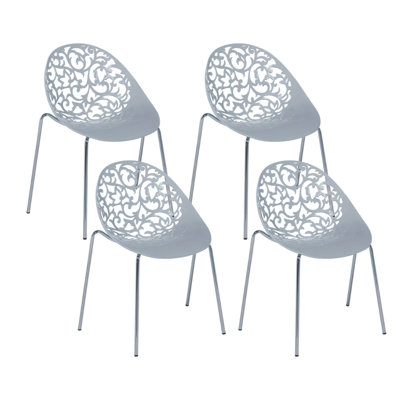 Set of 4 Dining Chairs MUMFORD Light Grey