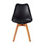 Set of 4 Dining Chairs with Solid Wooden Legs and Seat Cushion Pads in Black - Eva by MCC