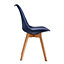 Set of 4 Dining Chairs with Solid Wooden Legs and Seat Cushion Pads in Blue- Eva by MCC