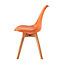 Set of 4 Dining Chairs with Solid Wooden Legs and Seat Cushion Pads in Orange - Eva by MCC