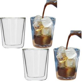 Set of 4 Double Wall Tumbler Glasses 200ml Insulated Heat-Resistant Glass 26-24