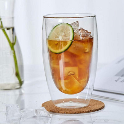 Set of 4 Double Wall Tumbler Glasses 400ml Insulated Heat-Resistant Glass 26-20 - 5