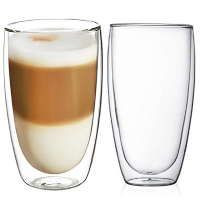 Set of 4 Double Wall Tumbler Glasses 400ml Insulated Heat-Resistant Glass 26-20 - 6