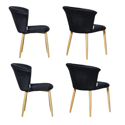 Set of 4 Elsa Velvet Dining Chairs Upholstered Dining Room Chairs ...