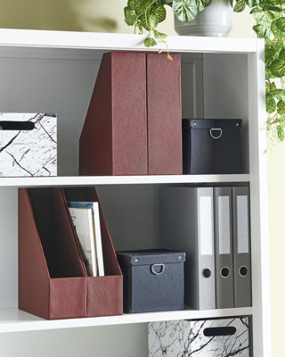 Set of 4 Faux Leather File Holders Red SUMER