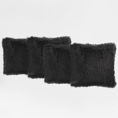 Black fluffy cushion covers best sale