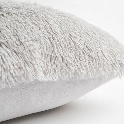 Set of 4 Fluffy Shaggy Filled Cushion with Cover Square