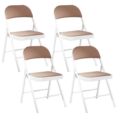 Set of 4 Folding Chairs SPARKS Beige