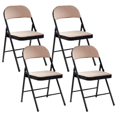 Set of 4 Folding Chairs SPARKS Beige