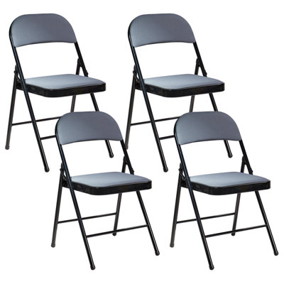 Set of 4 Folding Chairs SPARKS Dark Grey