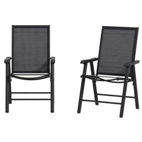 Set of 4 Folding Garden Chairs, Metal Frame Garden Chairs with Breathable Mesh Seat