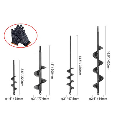 Set of 4 Garden Auger Drill Bits for Soil & Planting - Hex Shank ...