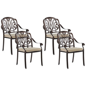 Set of 4 Garden Chairs Brown ANCONA