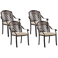 Set of 4 Garden Chairs Brown MANFRIA