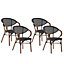 Set of 4 Garden Chairs Dark Wood and Black CASPRI
