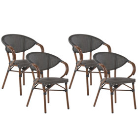 Set of 4 Garden Chairs Dark Wood and Grey CASPRI