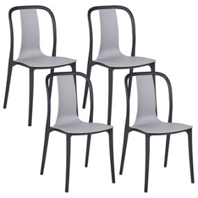 Set of 4 Garden Chairs Grey and Black SPEZIA