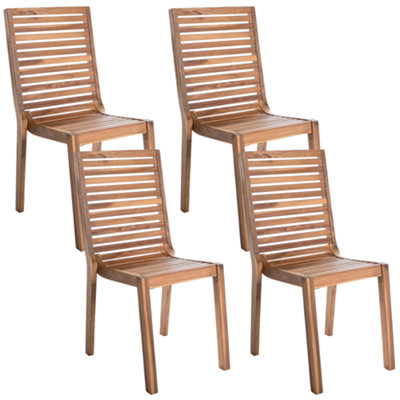 Set of 4 Garden Chairs OMBRIANO Certified Acacia Wood Light Brown