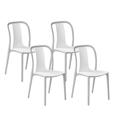 Set of 4 Garden Chairs White and Grey SPEZIA