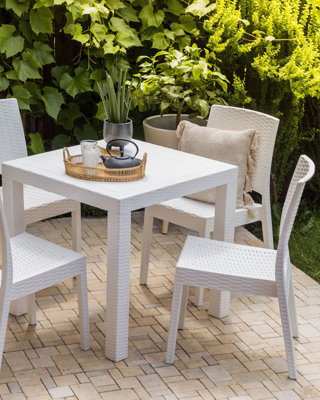 Set of 4 Garden Dining Chairs White FOSSANO