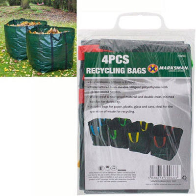 Set Of 4 Garden Waste Recycling Bags Refuse Sacks Heavy Duty With Handles