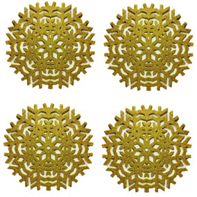 Set Of 4 Gold Glitter Snowflake Placemats Christmas Party Xmas Wedding Table Mats Set