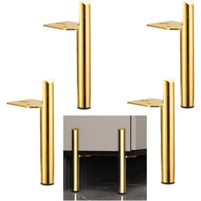 Set of 4 Gold Mid Century Metal Furniture Legs Side Mounted Style for Sofa  Cabinet Ottoman or Coffee Table