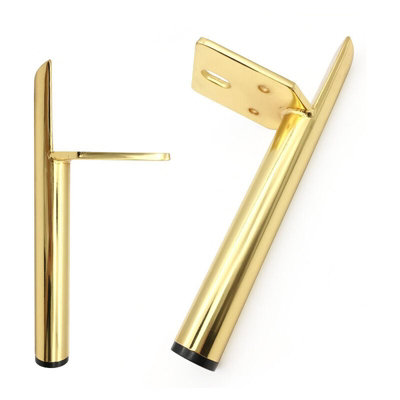 Set of 4 Gold Mid Century Metal Furniture Legs Side Mounted Style for Sofa  Cabinet Ottoman