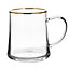 Set of 4 Gold Rimmed Glass Tea Coffee Cup Mugs Gift Idea