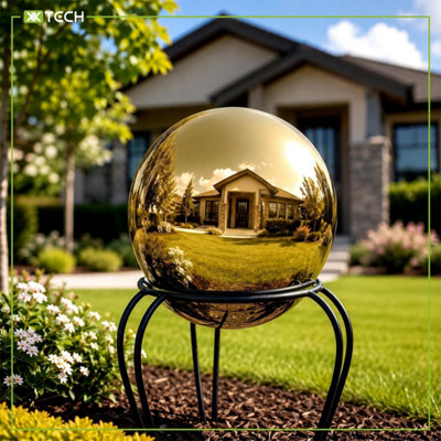 Set of 4 Gold Stainless Steel Mirror Polished Gazing Balls for Home & Garden Decoration