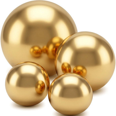 Set of 4 Gold Stainless Steel Mirror Polished Gazing Balls for Home & Garden Decoration