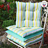 Set of 4 Green and Yellow Outdoor Garden Chair Seat Pad Cushions