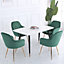 Set of 4 Green Frosted Velvet Upholstered Dining Chairs Kitchen Chair Set Armchair with Metal Legs
