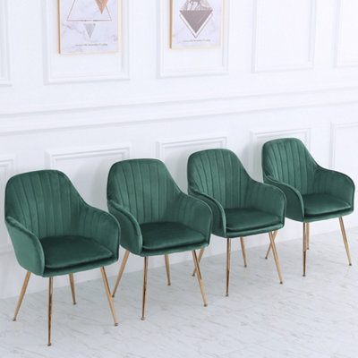 Set of 4 green dining deals chairs