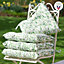 Set of 4 Green Leaf Print Cotton Outdoor Garden Chair Seat Pad Cushions