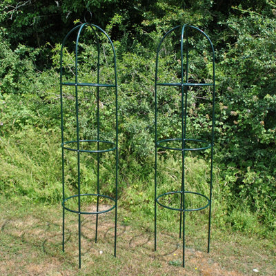 Set of 4 Green Metal Garden Obelisks