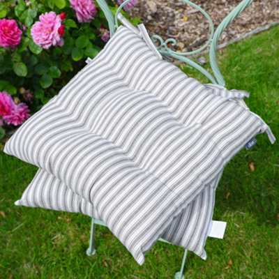 Set of 4 Grey and Yellow Outdoor Garden Seat Pad Cushions