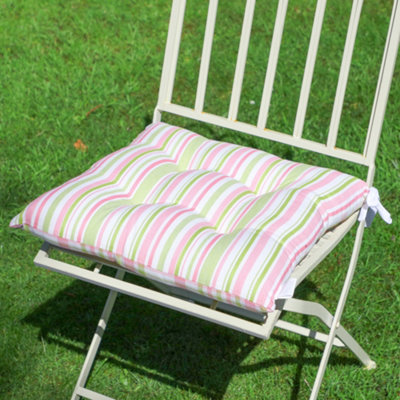 Set of 4 Grey and Yellow Outdoor Garden Seat Pad Cushions