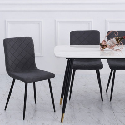 Set of 4 Grey Dining Chair Set Frosted Velvet Kitchen Chair Accent Chair for Living Room Kitchen