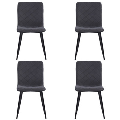 Set of 4 Grey Dining Chair Set Frosted Velvet Kitchen Chair Accent Chair for Living Room Kitchen