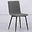 Set of 4 Grey Dining Chairs Linen Upholstered Dining Chair Set Accent Chair with Metal Legs