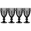 Set of 4  Grey Elephant Embossed Wine Glass Goblets