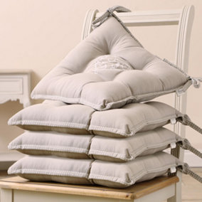 Set of 4 Grey Love Birds Indoor Dining Chair Seat Pad Cushions