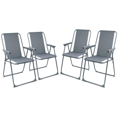 Set Of 4 Grey Outdoor Garden Camping Beach Folding Chair DIY at B Q