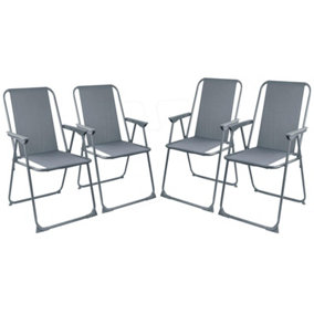 Set Of 4 Grey Outdoor Garden Camping Beach Folding Chair