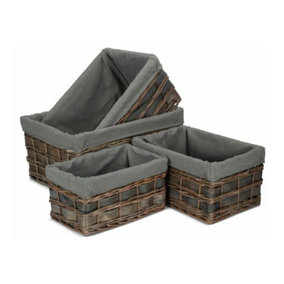 Set of 4 Grey Scandi Storage Basket With Grey Lining