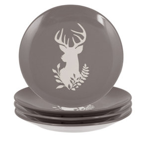 Set of 4 Grey Stag Side Plates