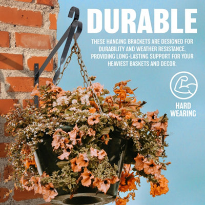 Set Of 4 Hanging Basket Bracket 10 Inch Decoration Hook Flowers Garden Wall Mount - 4