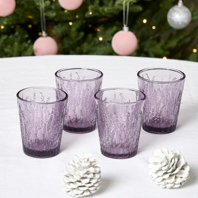 Set of 4 Heather Lavender Drinking Tumbler Glasses Wedding Decorations Ideas