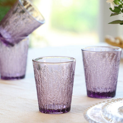 Set of 4 Heather Lavender Drinking Tumbler Glasses Wedding Decorations Ideas